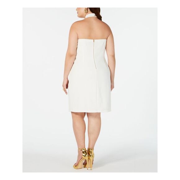 TEEZE ME Womens Sleeveless Halter Knee Length Cocktail Sheath Dress - Picture 2 of 4